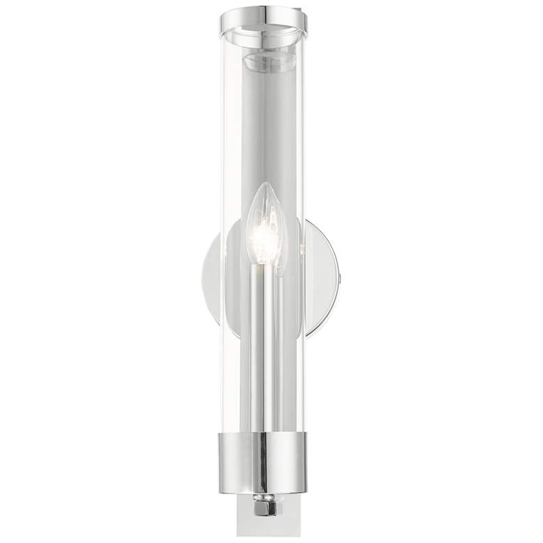 Image 5 Castleton 18"H Polished Chrome w/ Cylinder Glass Wall Sconce more views