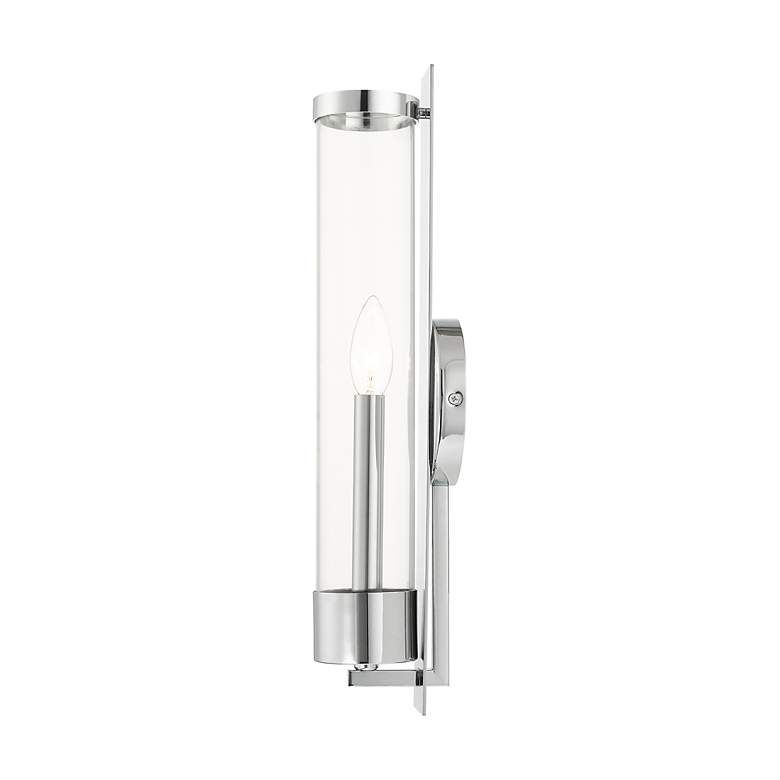 Image 7 Castleton 18"H Polished Chrome w/ Cylinder Glass Wall Sconce more views