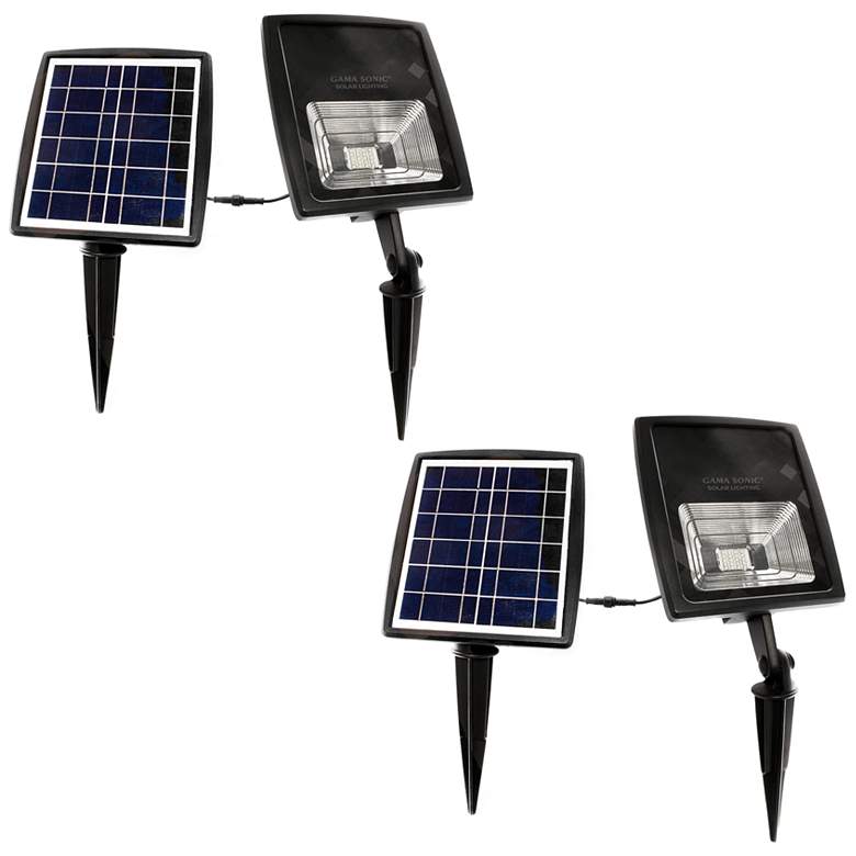 Image 1 Caston 18 inchH Black 6000K LED Solar Flood Lights Set of 2