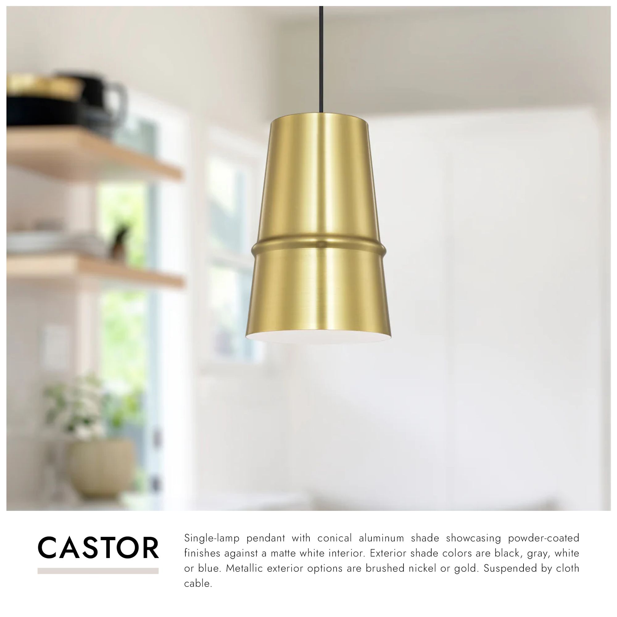 Image 3 Castor 8" Wide Indigo Blue Cone Mini Pendant more views