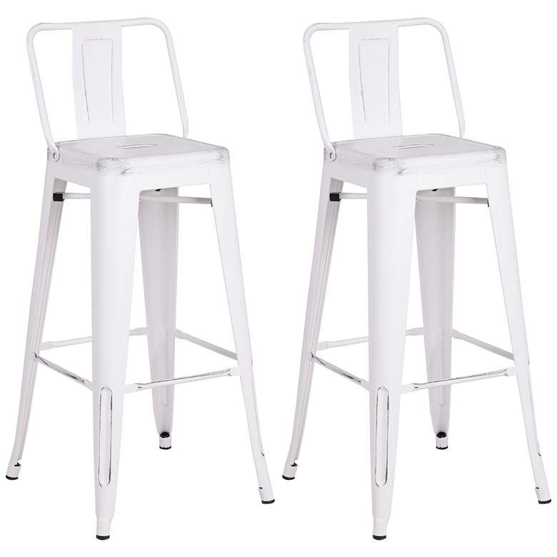 Image 1 Castro 30" Distressed White Back Bar Stool Set of 2