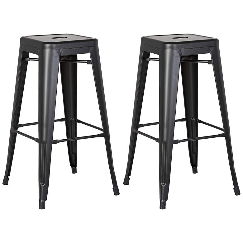 Image 1 Castro 30" Matte Black Backless Barstool Set of 2