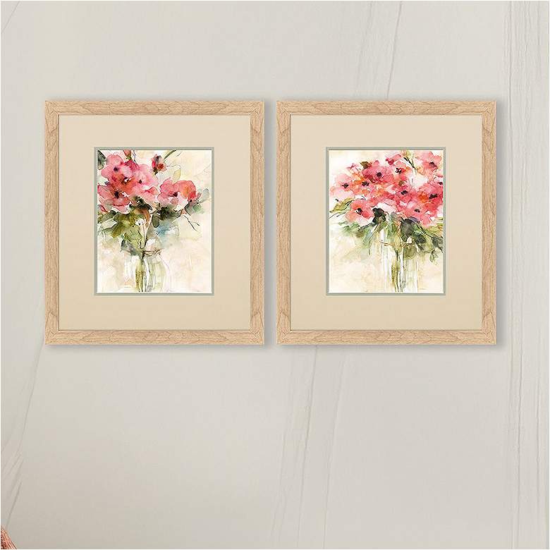 Image 1 Casual Bouquet 15"W x 17"H Framed Art - Set of 2