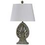 Casual Brooch Design Table Lamp - Weathered Olive Finish