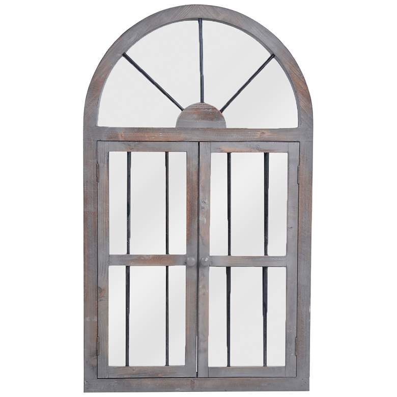 Image 1 Casual Door Gray Wood 25" x 42 1/4" Arch Top Wall Mirror