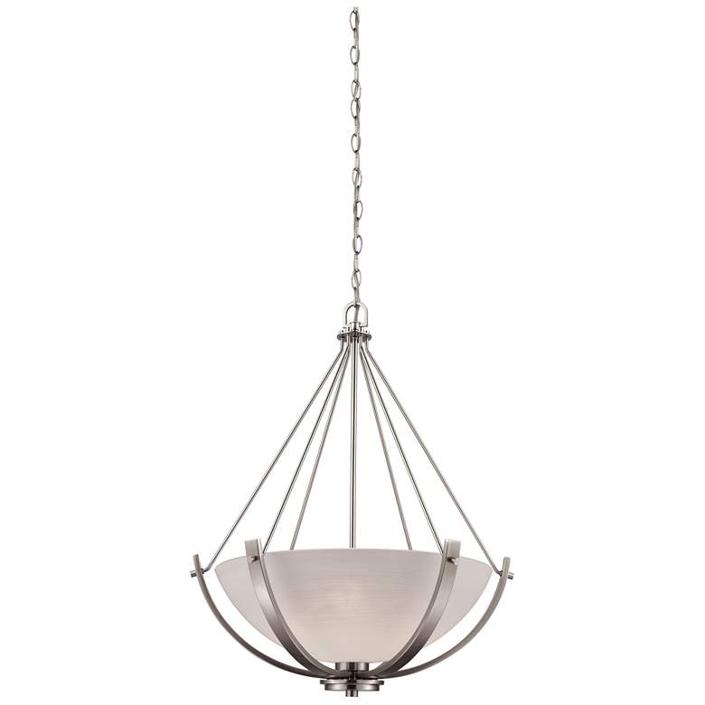 Image 1 Casual Mission 21" Wide 3-Light Chandelier - Brushed Nickel