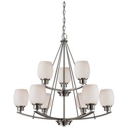Casual Mission 29&quot; Wide 9-Light Chandelier - Brushed Nickel