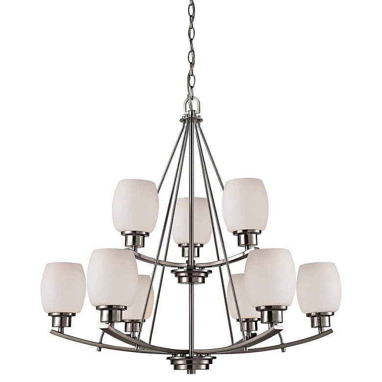 Image 1 Casual Mission 29" Wide Brushed Nickel 9-Light Chandelier