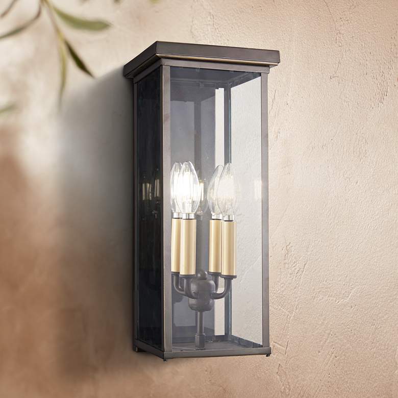 Image 1 Casway 17" High Oil-Rubbed Bronze Outdoor Pocket Wall Light