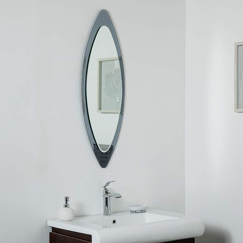 Image 1 Cat Eye Gun Metal 13 3/4" x 39 1/2" Frameless Wall Mirror