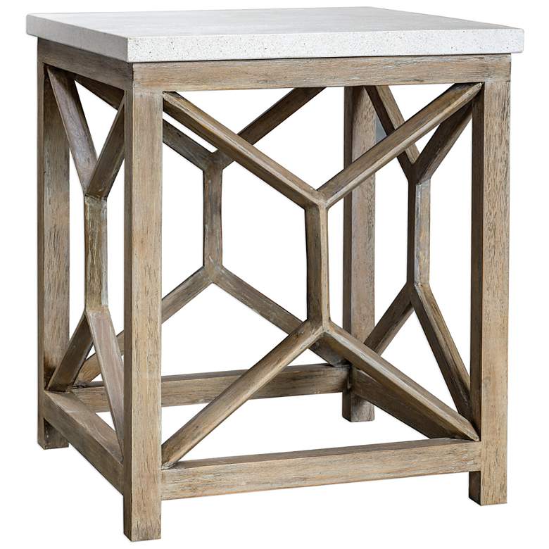 Image 3 Catali 22"W Ivory Limestone Oatmeal Wood Square End Table