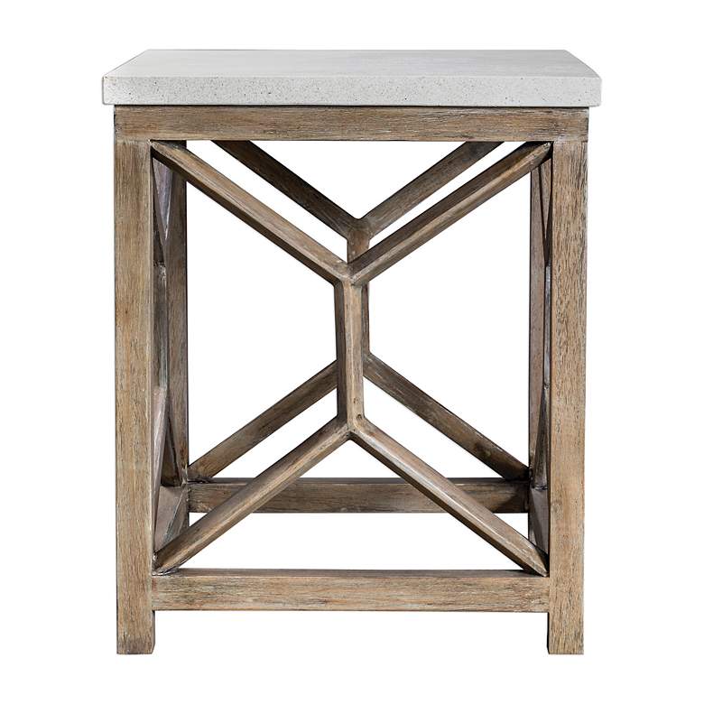 Image 5 Catali 22"W Ivory Limestone Oatmeal Wood Square End Table more views