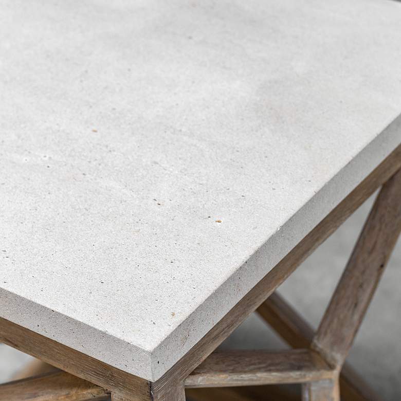 Image 7 Catali 22"W Ivory Limestone Oatmeal Wood Square End Table more views