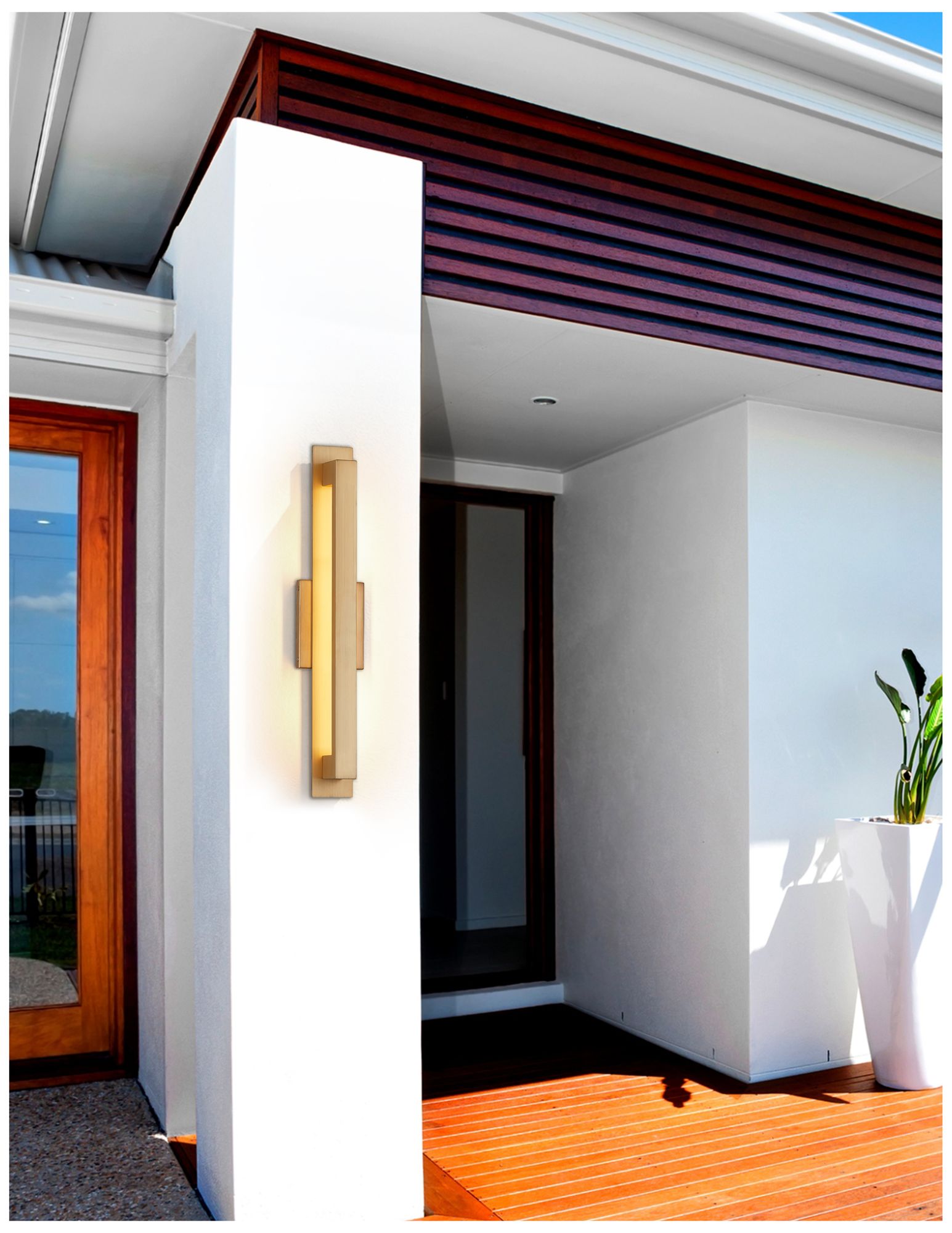 Image 4 Catalina 24" High Burnished Gold LED Outdoor Wall Sconce more views