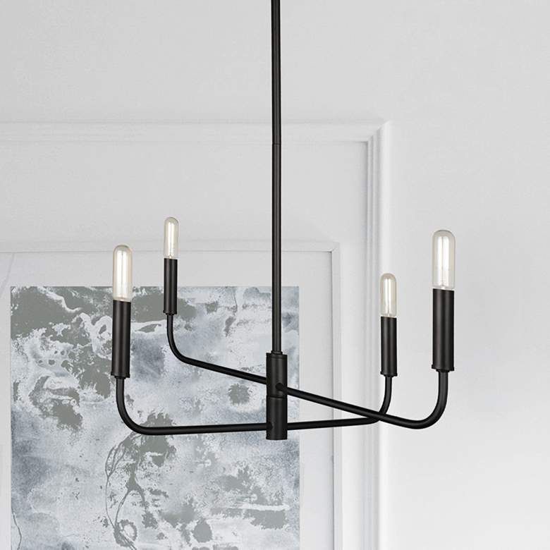 Image 1 Catalina 24" Wide Matte Black 4-Light Chandelier
