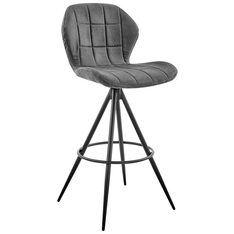 Image 1 Catalina 27 in. Barstool in Black Matte Powder Coating, Charcoal Fabric