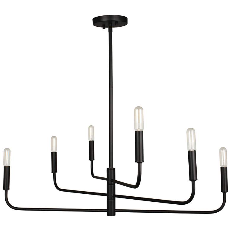 Image 1 Catalina 32" Wide Matte Black 6-Light Chandelier