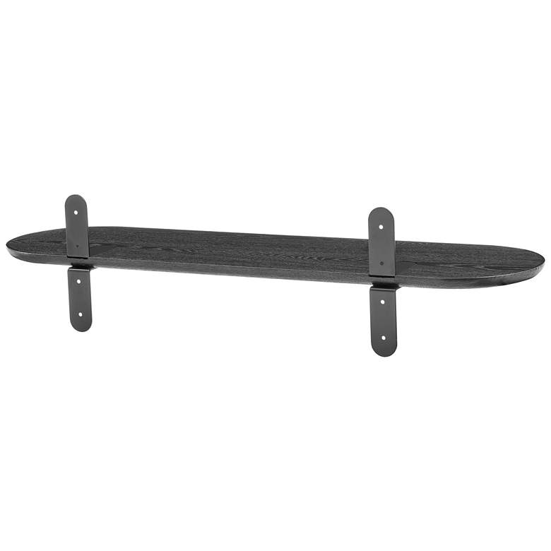 Image 6 Catalina 35 1/2" Wide Matte Black Wood Floating Wall Shelf more views
