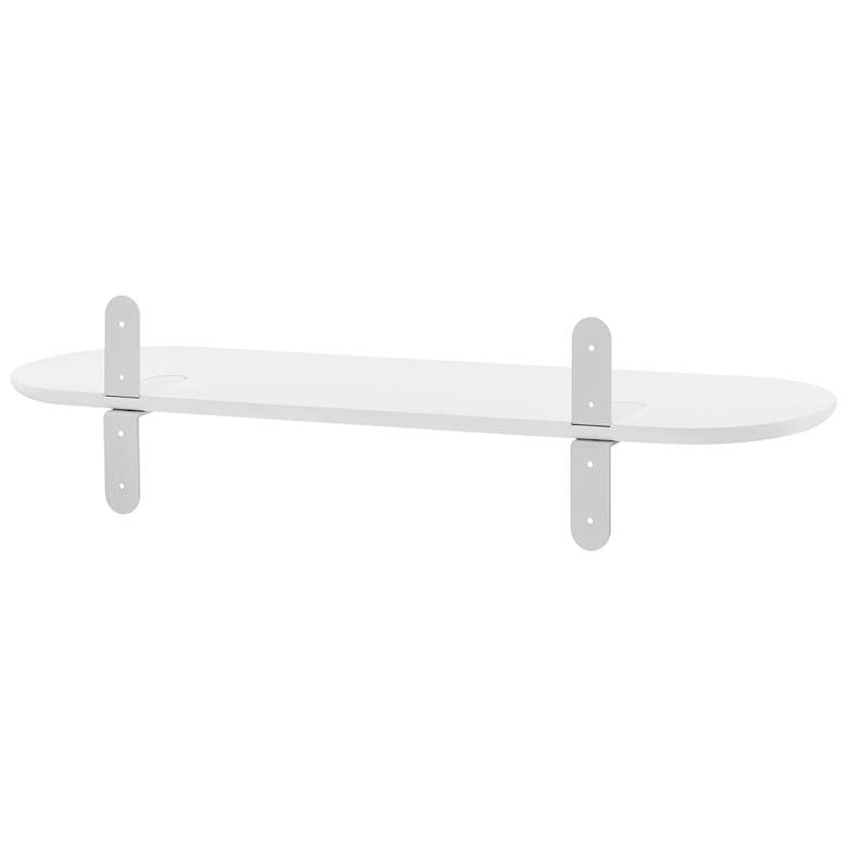 Image 6 Catalina 35 1/2" Wide Matte White Wood Floating Wall Shelf more views