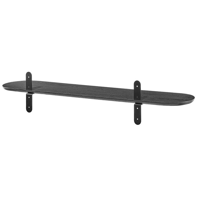 Image 6 Catalina 47 1/4" Wide Matte Black Wood Floating Wall Shelf more views
