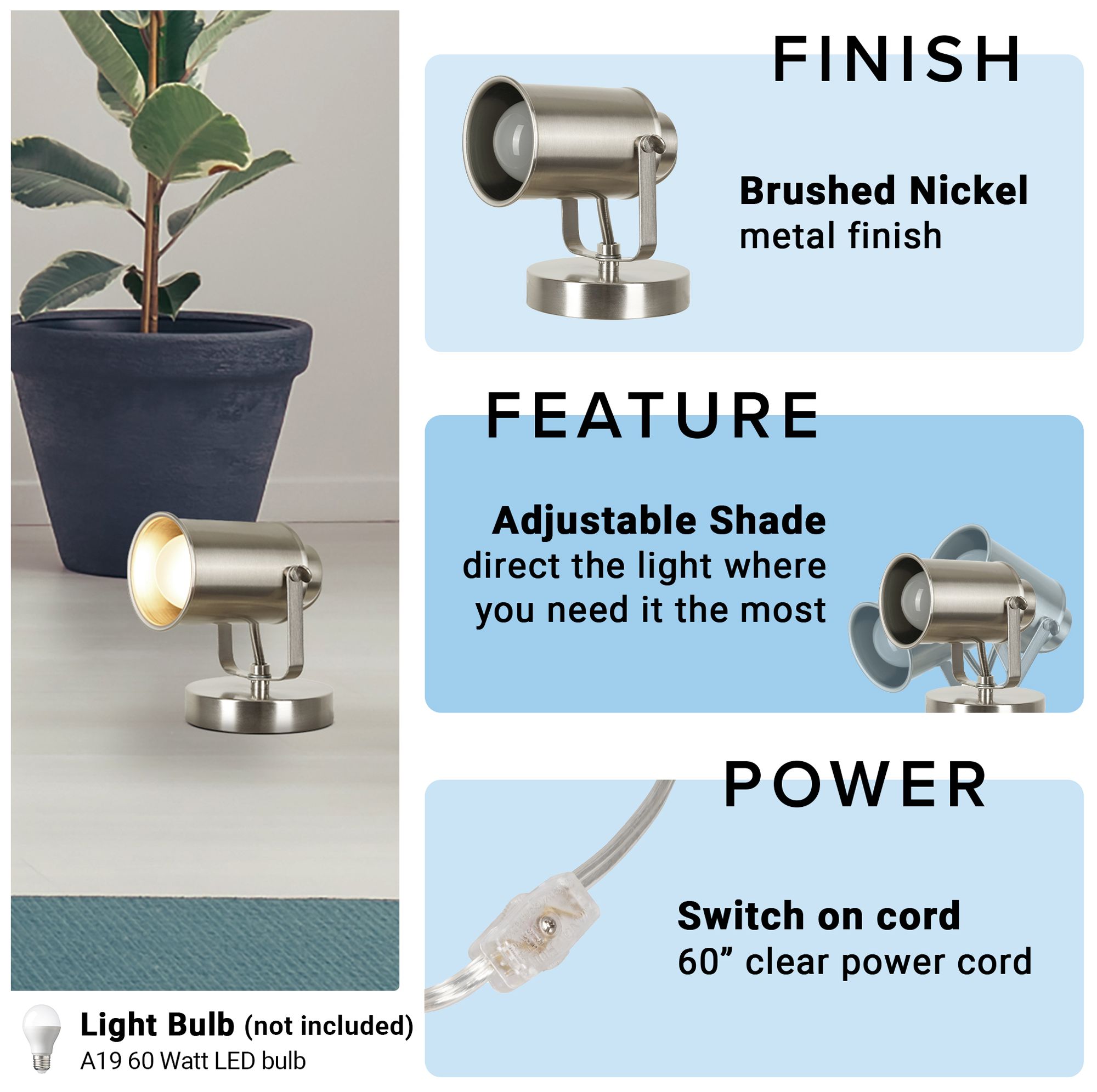 Catalina 6" Wide Brushed Nickel Multipurpose Spotlight Set of 2