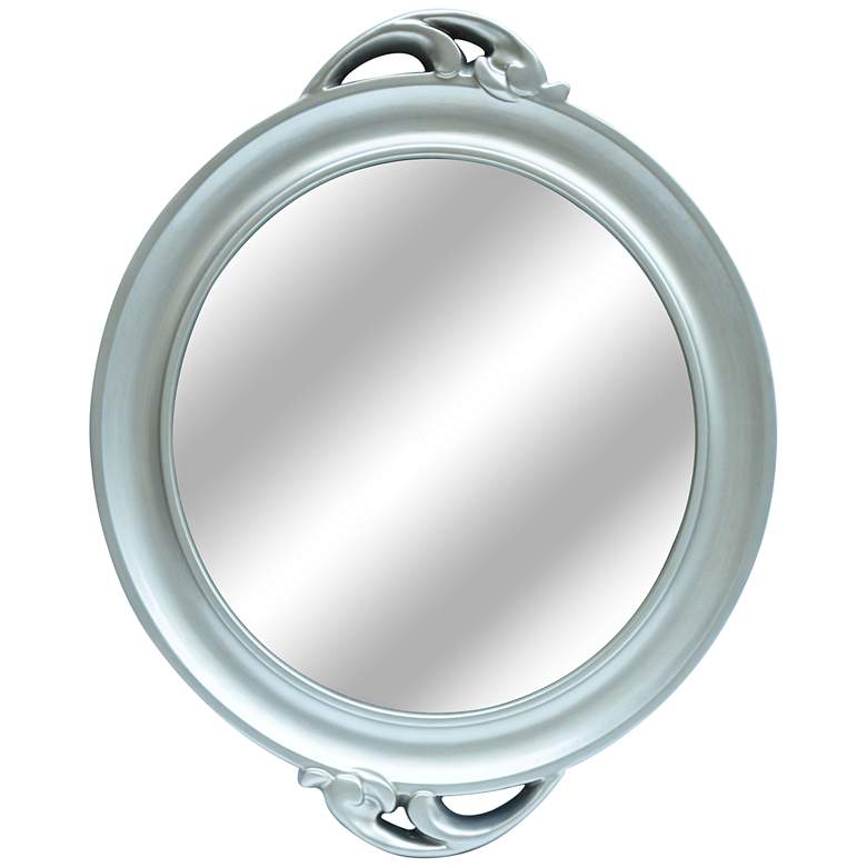 Image 1 Catalina Antiqued Silver 26 inch x 32 inch Round Mirror