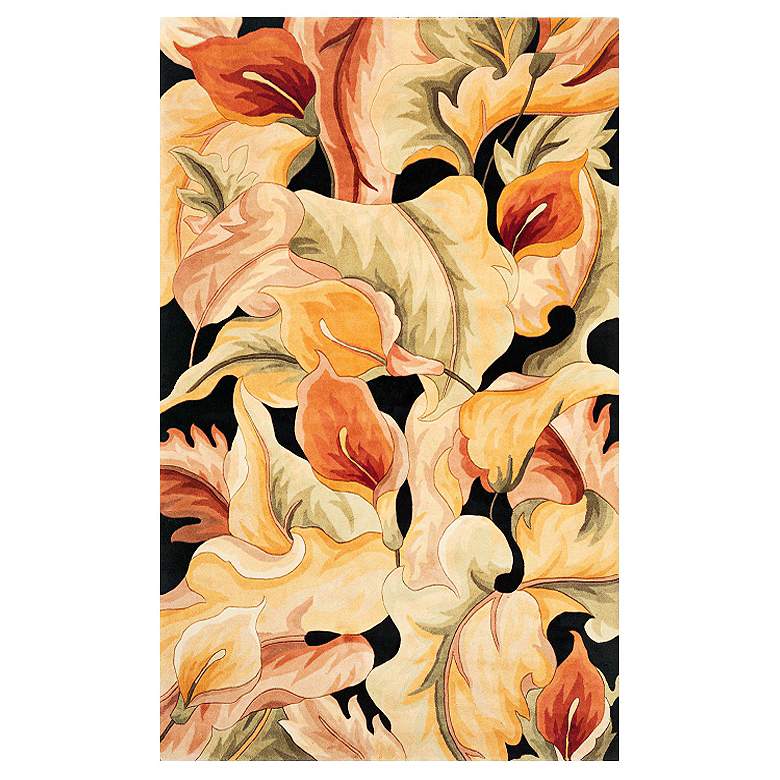 Image 1 Catalina Collection Black Calla Lilies 5&#39;x8&#39; Area Rug