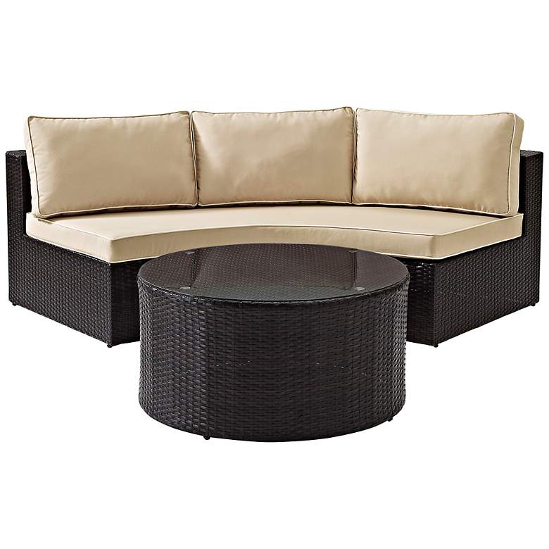 Image 1 Catalina Sand 2-Piece Outdoor Wicker Sectional Sofa Set
