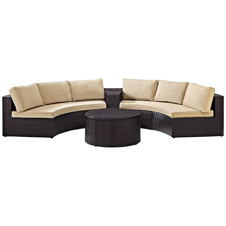 Image 1 Catalina Sand 4-Piece Outdoor Wicker Sectional Sofa Set