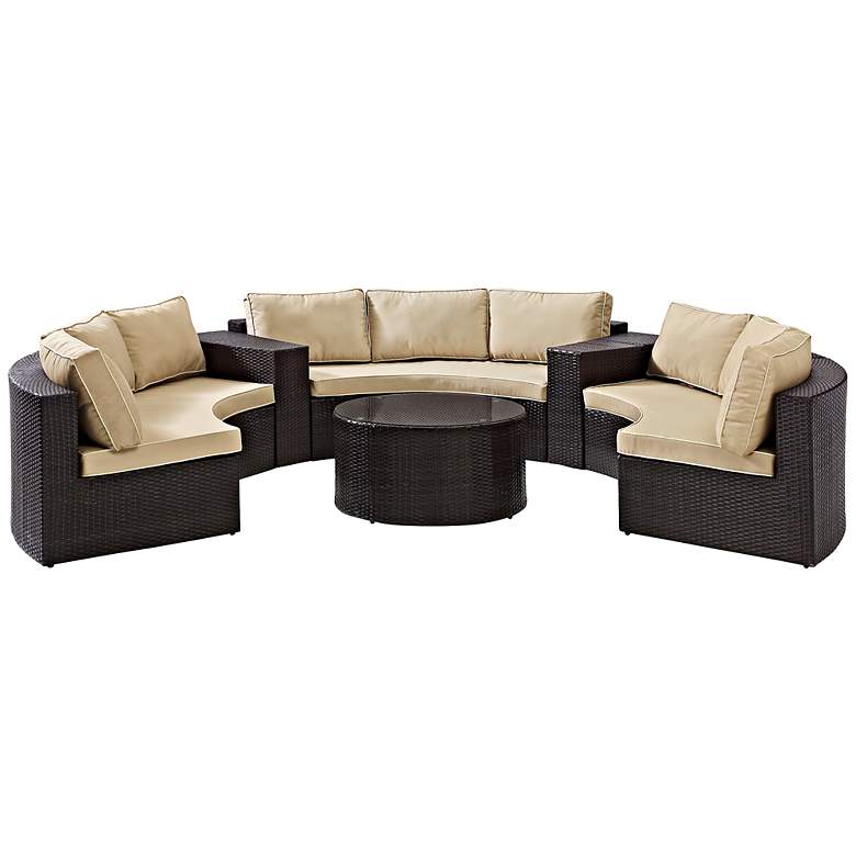 Image 1 Catalina Sand 6-Piece Outdoor Sectional Sofa Patio Set