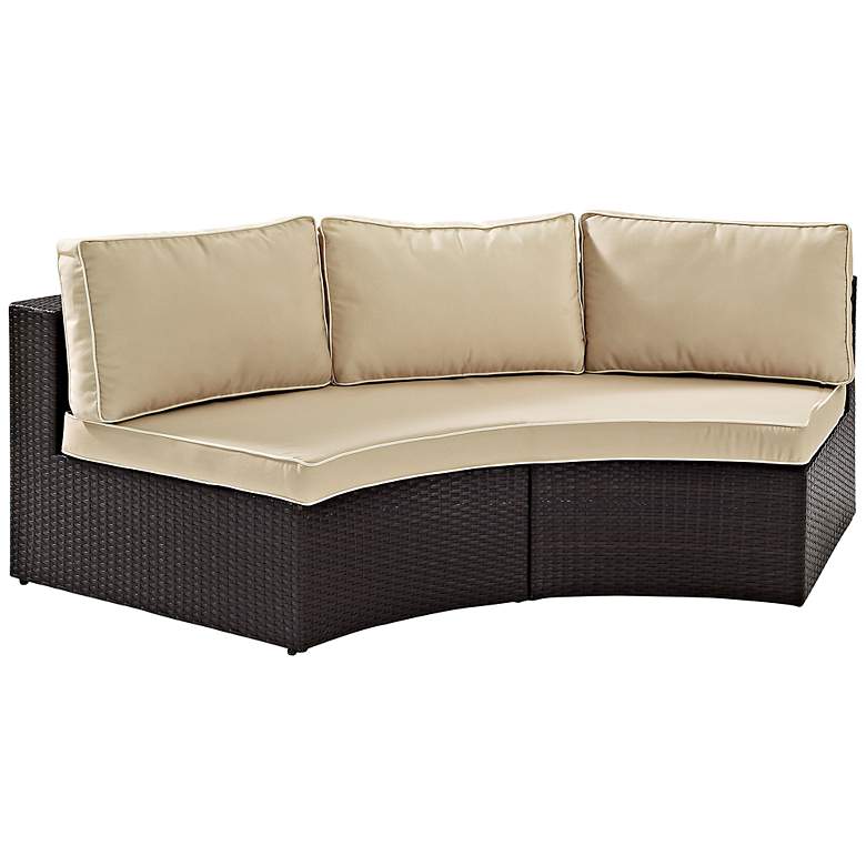 Image 1 Catalina Sand Outdoor Wicker Round Sectional Sofa
