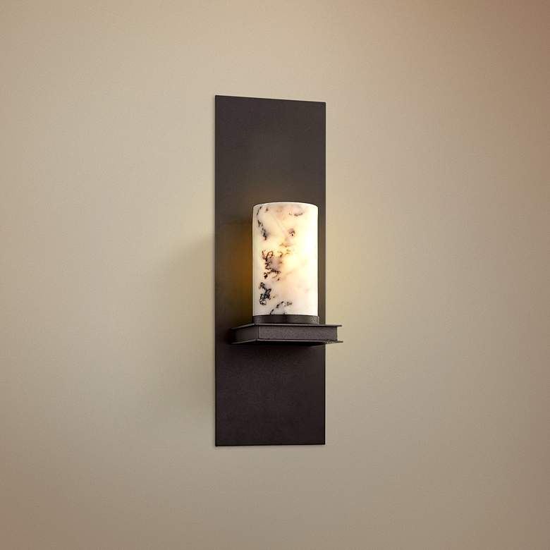 Image 1 Catalonia 16 1/2 inch High Textured Black Wall Sconce
