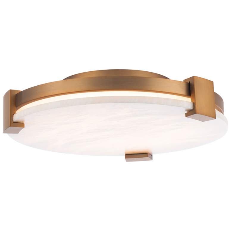 Image 1 Catalonia 3.88 inchH x 16.63 inchW 1-Light Flush Mount in Aged Brass