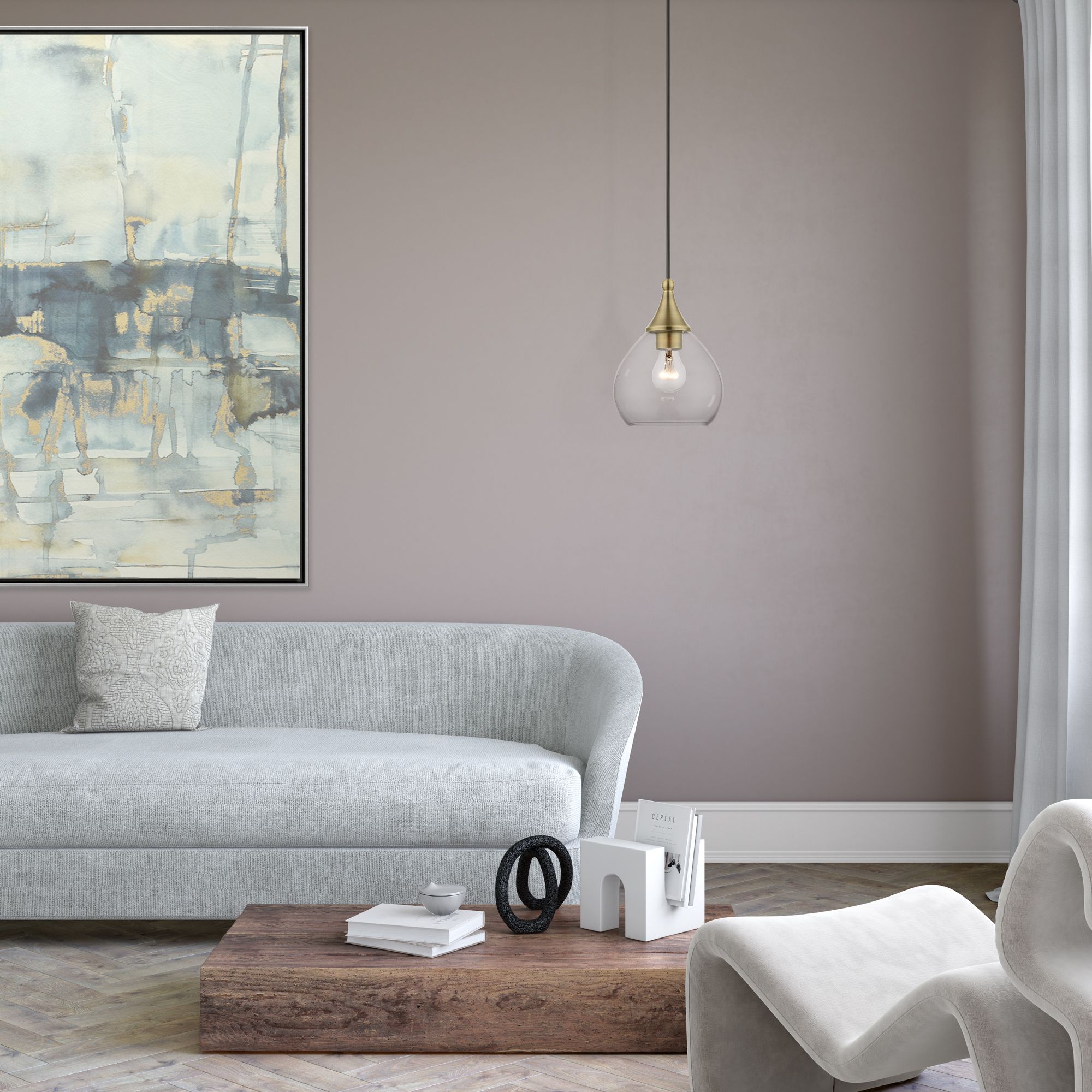 Catania 1 Light Antique Brass Mini Pendant