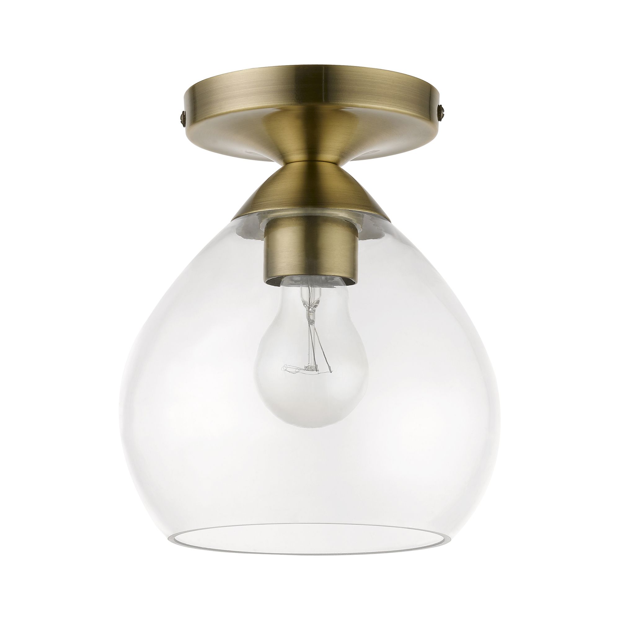 Image 3 Catania 1 Light Antique Brass Semi-Flush more views