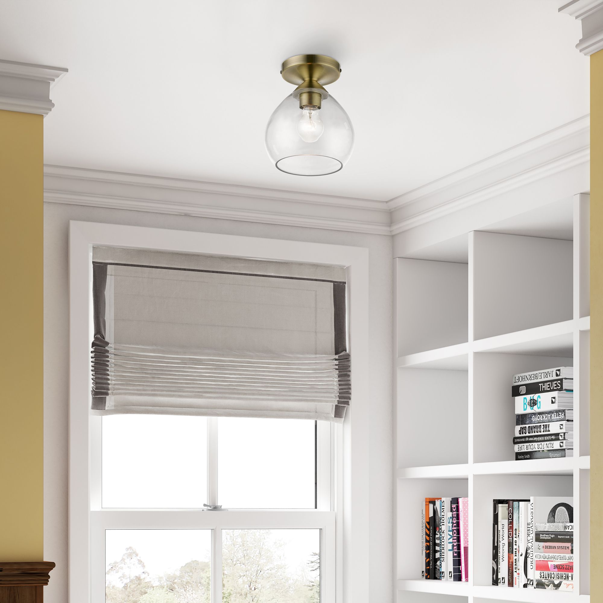 Image 7 Catania 1 Light Antique Brass Semi-Flush more views