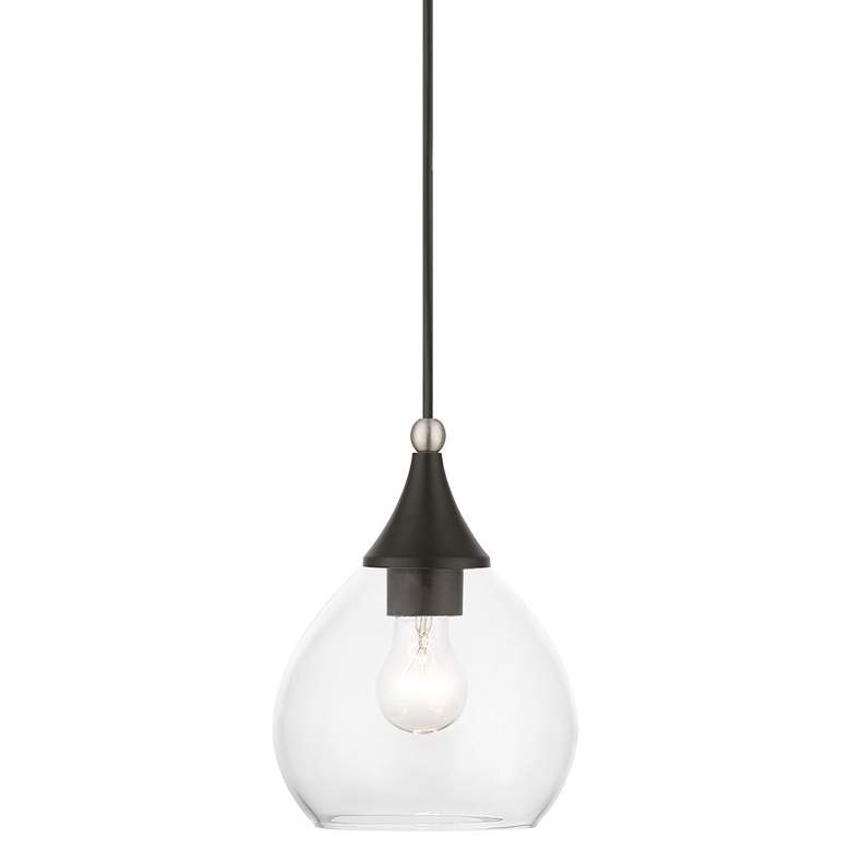 Image 1 Catania 1 Light Black with Brushed Nickel Accents Mini Pendant
