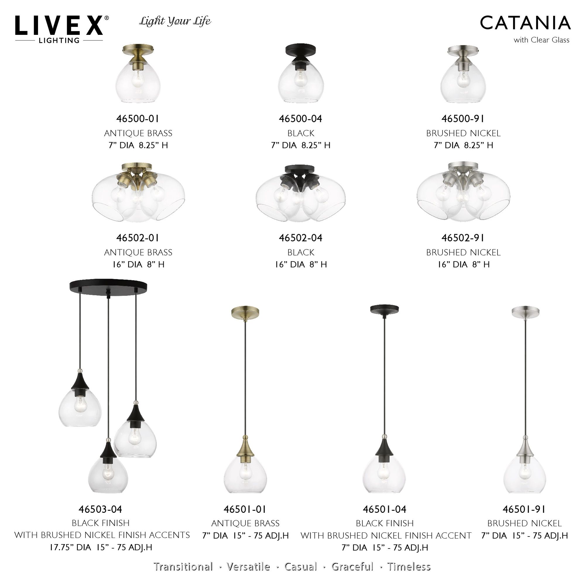 Catania 1 Light Brushed Nickel Mini Pendant