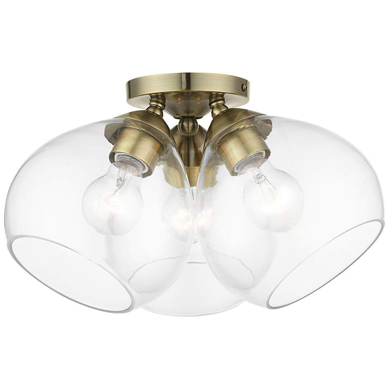 Image 3 Catania 16" Wide Antique Brass 3-Light Ceiling Light