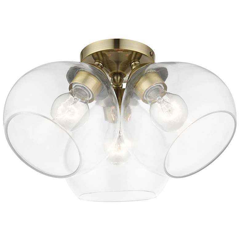 Image 7 Catania 16" Wide Antique Brass 3-Light Ceiling Light more views