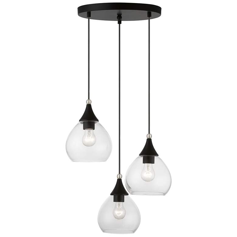 Image 1 Catania 3 Light Black with Brushed Nickel Accents Multi Pendant