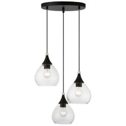 Catania 3 Light Black with Brushed Nickel Accents Multi Pendant