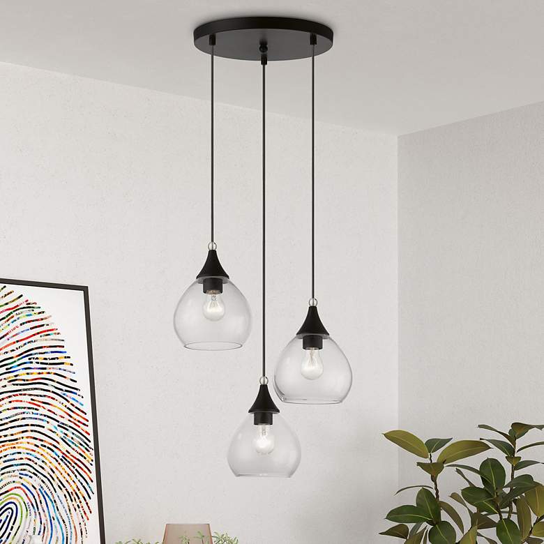 Image 1 Catania 3 Light Black with Brushed Nickel Accents Multi Pendant