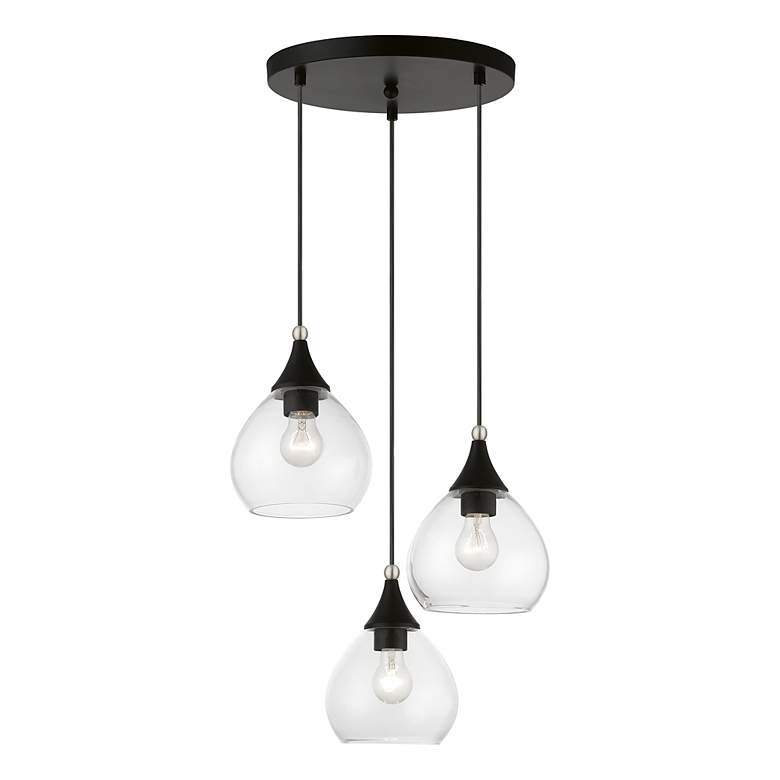Image 4 Catania 3 Light Black with Brushed Nickel Accents Multi Pendant more views