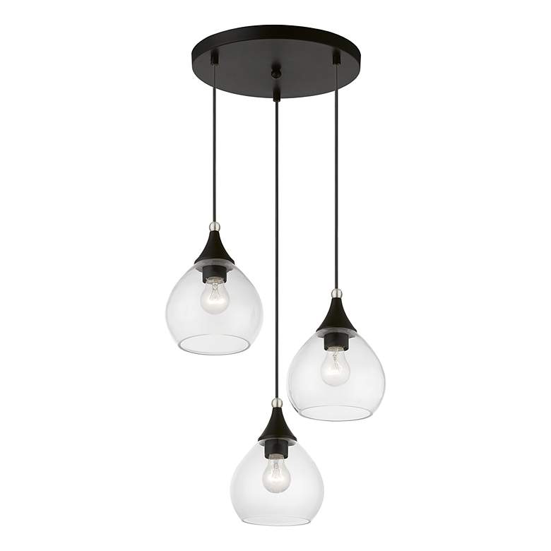 Image 5 Catania 3 Light Black with Brushed Nickel Accents Multi Pendant more views
