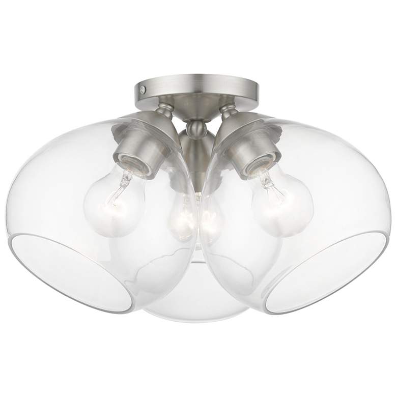 Image 2 Catania 3 Light Brushed Nickel Semi-Flush