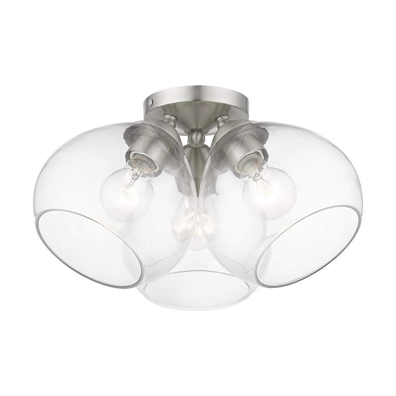 Image 4 Catania 3 Light Brushed Nickel Semi-Flush more views