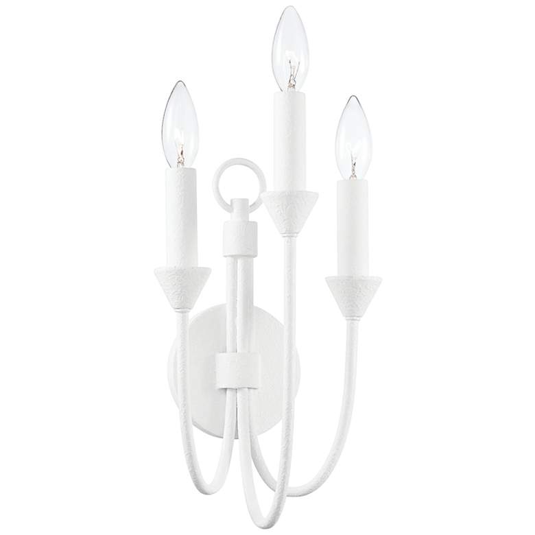 Image 1 Cate 17 1/2" High Gesso White 3-Light Wall Sconce