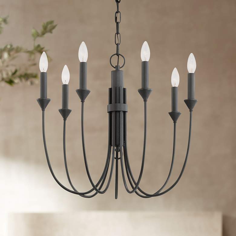 Image 1 Cate 21 1/2" Wide Forged Iron 7-Light Chandelier
