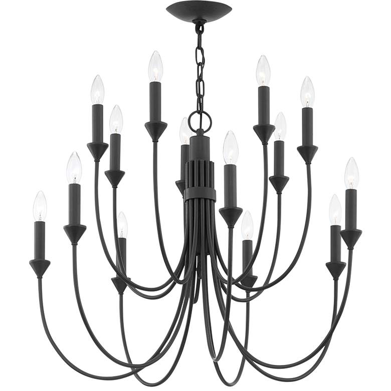Image 2 Cate 30" Wide Forged Iron 14-Light Chandelier